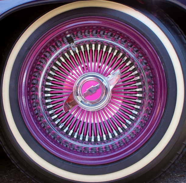 Car wheel seen at the Chicano Festival, Amigos Car Club, Chicano Park, San Diego, California/USA