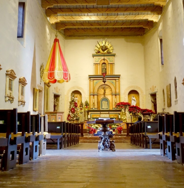 Inside the church of the mission in San Diego, California/USA