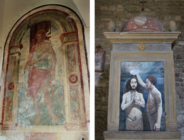 Paintings at the Pieve San Giovanni Battista at Carpegna, Marche/Italy