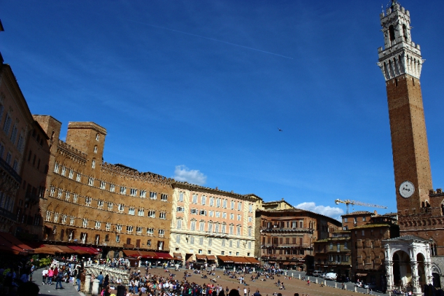 View of Piazza del Campo in Siena, Tuscany, Italy
