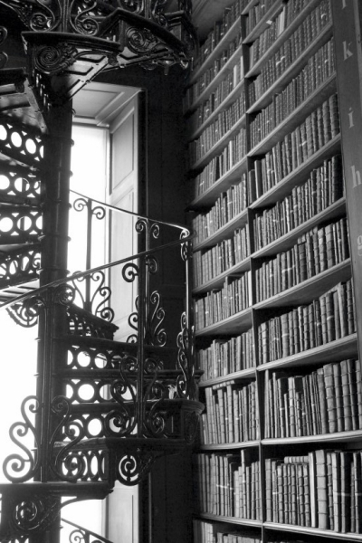 Spiral staircase at the Library of the Trinity College in Dublin/Ireland