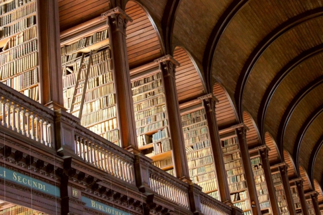 Books at the Library of the Trinity College in Dublin/Ireland