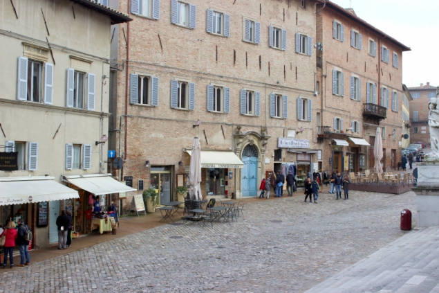 View of main piazza of Urbino, Le Marche/Italy